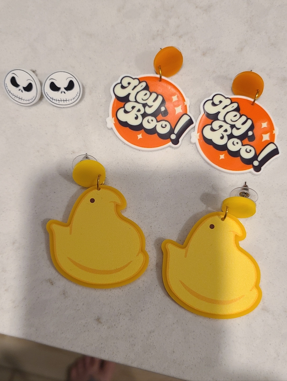 Lot Of Holiday Earrings - Peeps, Jack Skellington, "Hey Boo!" Dangle Earring Set